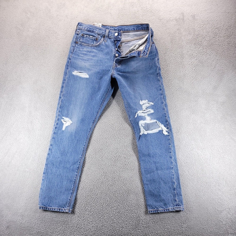 Levi's Jeans Womens 30 Blue 501 Skinny Distressed High Rise Button Fly